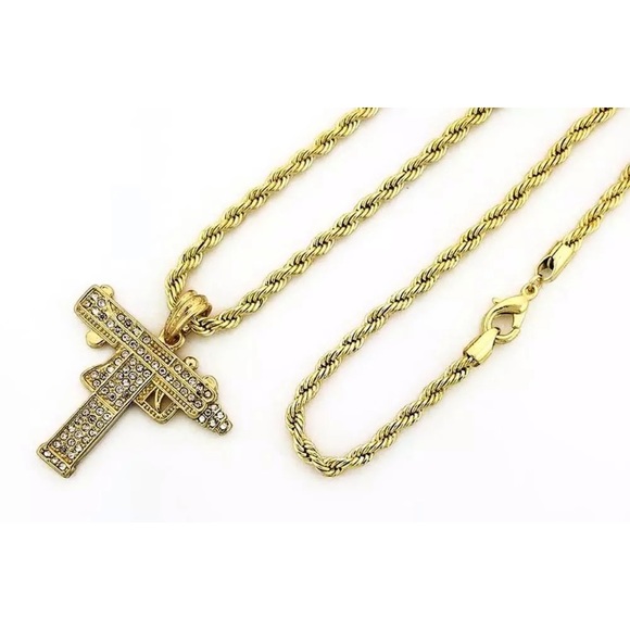 Lil Uzi Logo 14KT 4mm Gold Plated Rope Chain 24” - Picture 1 of 1